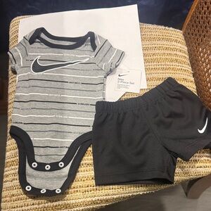 Nike Gray and Black Baby Outfit Set